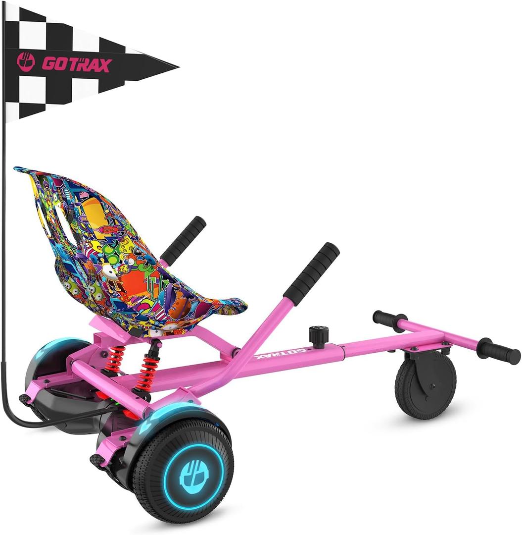 Gotrax Hoverboard Kart Seat Attachment Accessory for 6.5" 8" 8.5" 10" Self Balancing Scooter, Adjustable Frame Length and Handlebar Control Buggy Attachment, Hover Board Go Kart Accessory Kids Adults