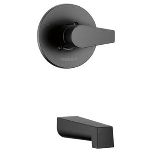 Peerless Xander Single-Function Shower Valve Trim Kit with Tub Spout, Black Shower Trim Kit, Shower Handle, Bathtub Spout, Matte Black PTT14119-BL (Valve Not Included)