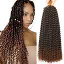 Ubeleco 18 Inch Passion Twist Hair, Water Wave Crochet Hair for Women Ombre Brown Passion Twist Crochet Hair 6 Packs Long Bohemian Synthetic Curly Braiding Hair Extensions(6pcs,1B/30)