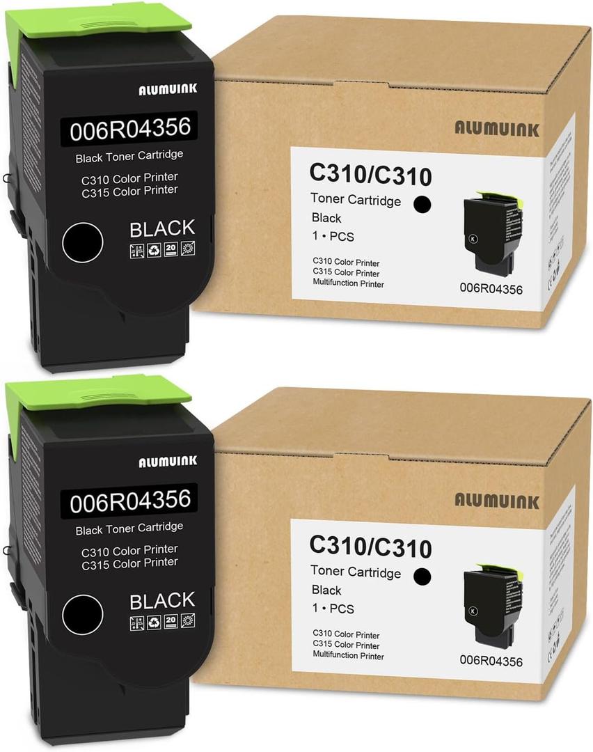 C310 C315 Black Toner Cartridge 2-Pack Replacement for Xerox 006R04356 Toner for C310 C315 C310DNI C315DNI Toner Printer, (3,200 Page-Yield)