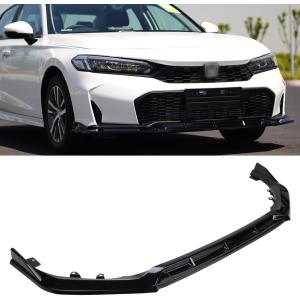 Front Lip Compatible with Honda Civic 4-Door Sedan & Hatchback 2025 2026, Bumper Air Dam Lower Chin Spoiler Splitter Protection Body Kit (Glossy Black)