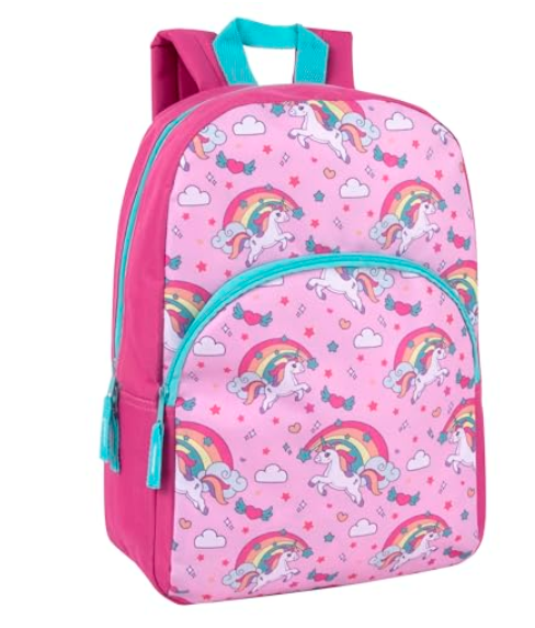 15 Inch Kids Backpacks for Preschool, Kindergarten, Elementary School Boys and Girls with Padded Straps (Rainbow Unicorn Magic)