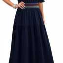 Dokotoo Women's Summer 2026 Casual Midi Maxi Dresses Lightweight Short Sleeve Crew Neck Elastic Waist Smocked Boho Dress (M)
