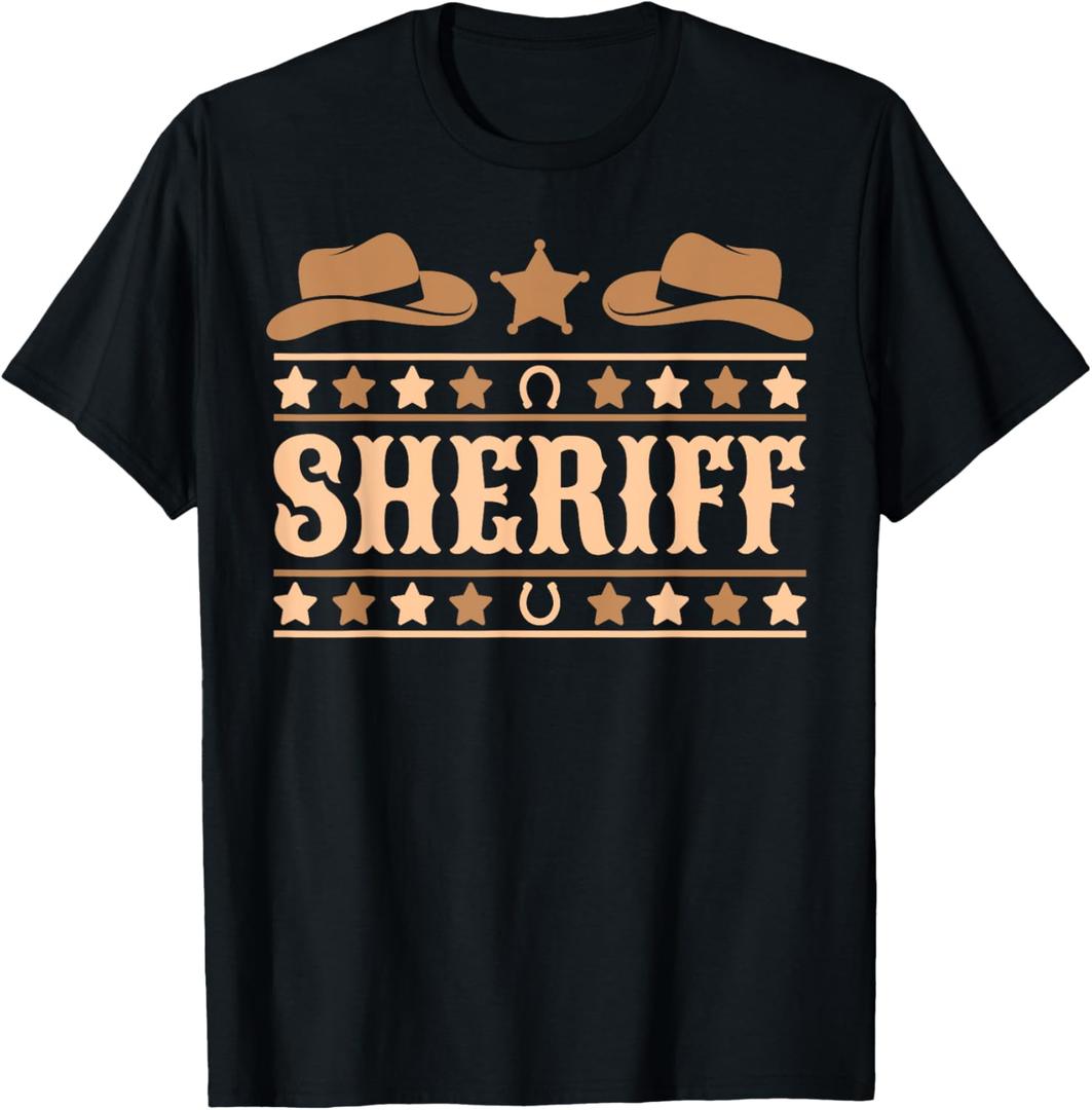 Cowboy Western Outfit Sheriff Costume Men Boys Kids Sheriff T-Shirt, Size: XL