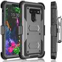 Tekcoo Holster Clip Case for LG G8 / LG G8 ThinQ, [Tshell] Shock Absorbing [Built-in Screen] Secure Swivel Locking Belt Defender Full Body Kickstand Carrying Sturdy Phone Cases Cover [Gray]