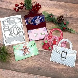 Flower Card Holder Metal Die Cuts,Spring Square Flower Frame Hand Bag Cutting Dies Cut Stencils for DIY Invitation Card Scrapbooking Album Decorative Embossing Paper Dies Card Making