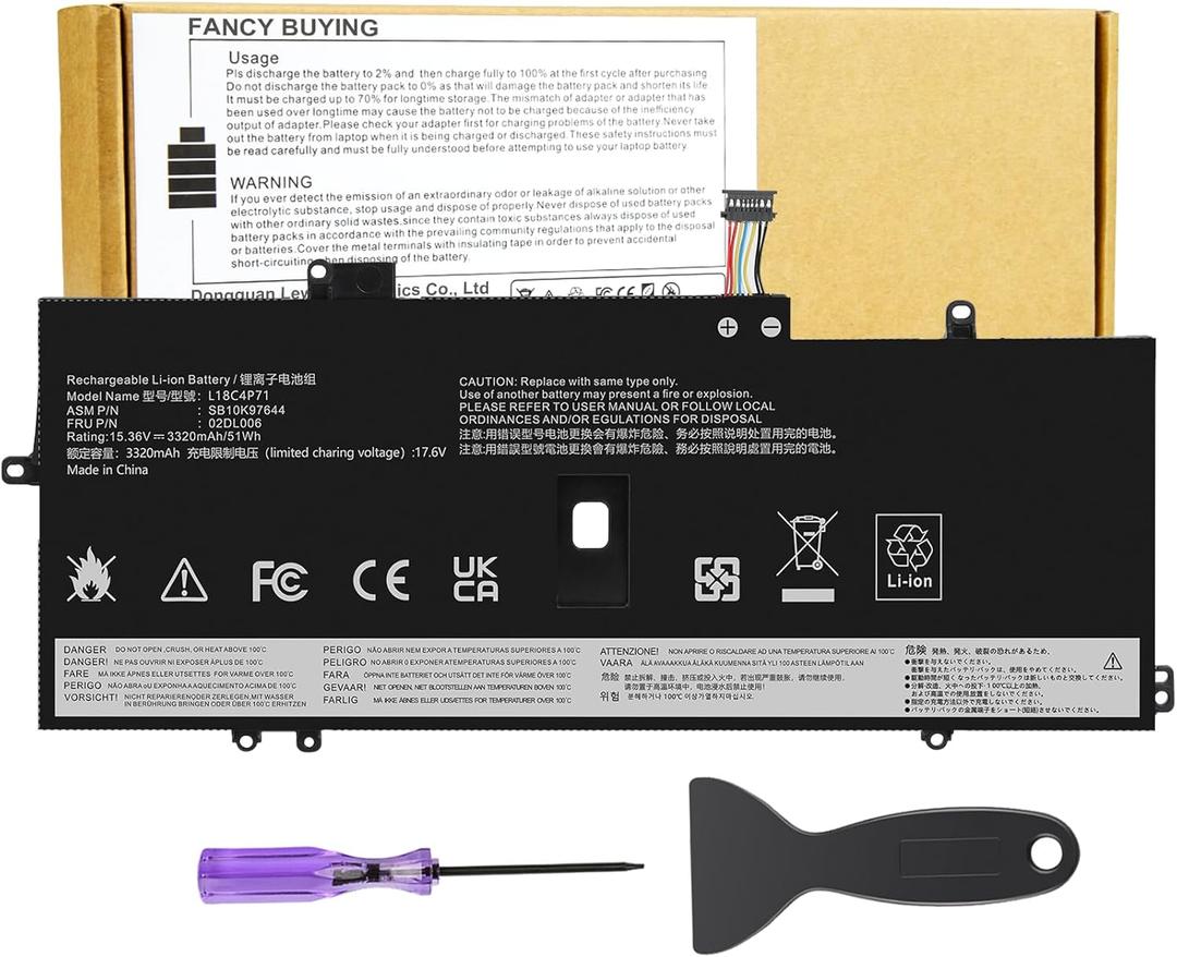 Fancy Buying L18C4P71 L18M4P72 Battery for Lenovo Thinkpad X1 Carbon 7th / 8th Gen, ThinkPad X1 Yoga 4th/5th Gen Series 02DL004 02DL005 02DL006 L18L4P71 SB10K97644 SB10K97642 SB10K97643 SB10T83174