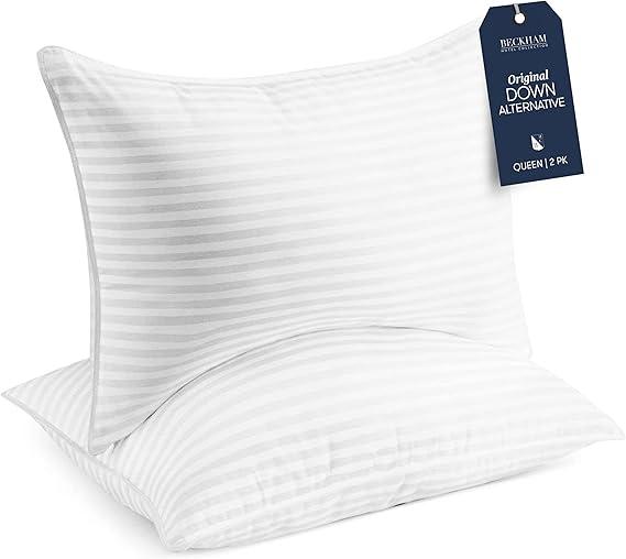 Beckham Hotel Collection Bed Pillows Size 20 in x 28 in Set of 2- Down Alternative Bedding Gel Cooling Big Pillow for Back, Stomach or Side Sleepers