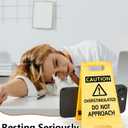 5 x Caution Overstimulated Do Not Approach Office Decor, Funny Desk Sign for Women Coworkers, Valentines Day Gag Gifts for Tax Season, Sarcastic Desk Accessories, Phone Holder with Mirror