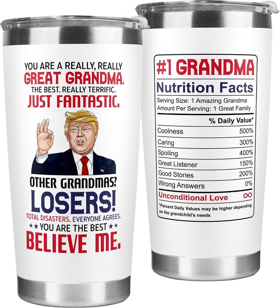 Gifts for Grandma - Birthday, Mothers Day, Christmas Grandma Gifts from Grandchildren - Gift Ideas for Grandmother from Granddaughter, Grandson, Grandkids - 20 Oz Stainless Steel Tumbler