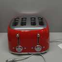 SMEG 4 Slice Toaster TSF03, Retro Stainless-Steel Toaster with Wide Slots for Bagels, 6 Browning Levels, Defrost Reheat Bagel Functions, Dual Controls, Crumb Trays,1800W - TSF03RDUS - Red
