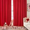 HOMEIDEAS Valentine's Day Non-See-Through Red Sheer Curtains 84 Inches Long, 2 Panels Set Privacy Light Filtering Semi Sheer Curtains for Living Room Bedroom Drapes,W52xL84