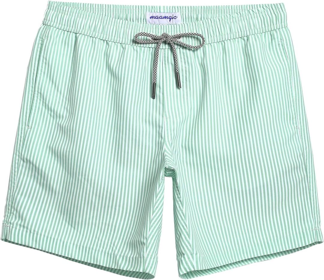 maamgic Mens Swim Trunks Quick Dry Swim Shorts with Mesh Lining Funny Swimwear Bathing Suits 7inch (Teal, M)