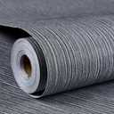 Haimin Grasscloth Wallpaper Textured 24in X 393in Fabric Contact Paper Gray Wall Paper Textured Linen Wallpaper Peel and Stick Self-Adhesive Thick Vinyl Embossed Film Wallpaper (Gray)