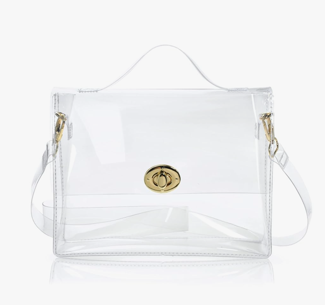 Clear Bag with Turn Lock Closure Women's Cross Body Handbags Stadium Approved