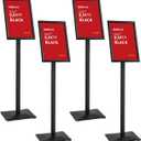 DISPLAYSWORKER 4Pcs Floor Sign Holder, Sign Stand heavy duty pedestal sign floor standing for indoor outdoor 8.5×11 signage display (BLACK, 8.5×11，4 Pack)