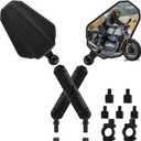 Upgraded Adventure Motorcycle Mirrors, Ball-Head ATV Rear View Mirror No Vibration & Wobble With 8/10MM Screw and 7/8" Handlebar Aluminum Mount Compatible with ATV Dirt Bike and More