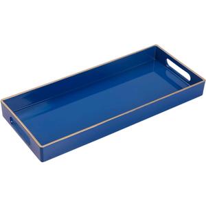 MAONAME Blue Bathroom Tray, Plastic Vanity Trays with Handles, Small Long Narrow Trays, Perfume Organizer Trays for Dresser, Bathroom Accessories, 13.8" x 6" x 1.58" MAONAME Blue Bathroom Tray, Plastic Vanity Trays with Handles, Small Long Narrow Trays, Perfume Organizer Trays for Dresser, Bathroom Accessories, 13.8" x 6" x 1.58"