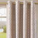 Light Khaki and Silvery 100% Blackout Curtains 96 Inch Length 2 Panels, Jacquard Thermal Insulated Noise Reducing Grommet Drapes for Bedroom Living Room, 2pcs, 52" W x96 L
