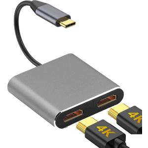 USB C to Dual HDMI Adapter for 2 Monitors, Type C to HDMI Adapter 4K@60hz Display for MacBook Air/Pro, Laptop, Dell XPS, Chromebook and More