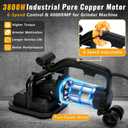4-Head Concrete Grinder Machine with Handle & Auxiliary Wheels, 3800W Motor
