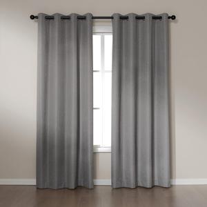 Amazon Basics Faux Linen Blackout Curtains for Bedroom and Living Room, 2-Piece Set with Grommets, 52" W x 84" L, Grey
