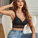 Avidlove Bralettes for Women Lace Bra Non Padded Racer Back Bralette Deep V Triangle Sexy Everyday Lingerie Bras (L)