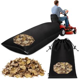 Anti-Tear Large Lawn Tractor Leaf Bag, Waterproof Grass Catcher Bag with Tarp, Double-Stitched Leaf Grass Collection Bagger with Side Zipper and Mesh for Fast Leaf Collection (78.7 x 51.1 inch)