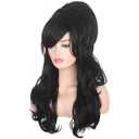 Women Black Beehive Wig Long Curly Wavy Bouffant Heat Resistant Synthetic Hair wigs for Womens Vintage Costume Cosplay Halloween Party