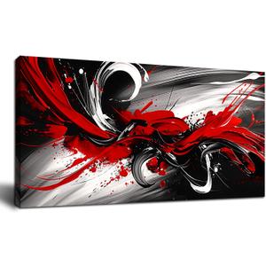 Black and White Red Large Canvas Wall Art for Living Room Framed Print Picture Painting Bedroom Office Wall Decor Modern Room Abstract Wall Decorations Artwork Size 20x40 Ready to Hang