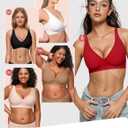 Vertvie Jelly Wireless Bras for Women Push Up Plunge Seamless T-Shirt Bras No Underwire Supportive Full Coverage Bralettes (Red, Small)