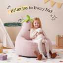 31" Kids Bean Bag Chair, Stuffed Toddler Couch with Faux Rabbit Fur Cover for Teens & Kids, Comfy Lazy Sofa Chair for Reader, Living Room, Bedroom, Aged 4-12 Years Pink