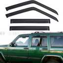 4pcs Window Visors Compatible with 1984-2001 Cherokee 4-Door Front+Rear Smoke Sun/Rain Guard Outside Mount Tape-On