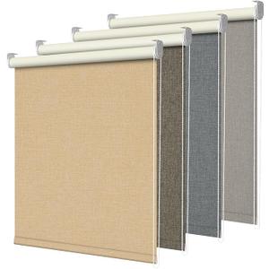 BERISSA 100% Blackout Roller Shades for Window Roller Blinds Thermal Insulated Fabric Shades for Home, Bedroom, Kitchen, Office Custom Size.Beige, 28 inch Wide x 96 inch high.