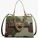 Women's Camo Flap Square Bags Chain Strap Top Handle Satchel Crossbody Bag