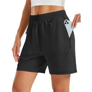 TACVASEN Women's 5" Hiking Shorts Quick Dry UPF 50+ Lightweight Athletic Shorts with Pockets Golf Casual Workout Summer (Black, M)