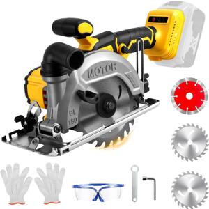 6 Inch Cordless Circular Saw for Dewalt 20V Battery (No Battery), Power Wood Saw with Brushless Motor, 0-45 Cutting Bevel, Max Cutting Depth 2"(90), 1.3"(45), Idea for Wood, Plastic, Soft Metal