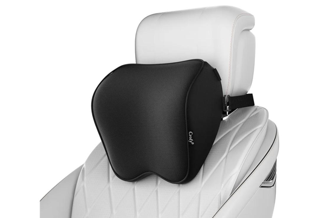 Crofy 2-Pack Car Neck Pillow, Softness Car Headrest Pillow for Driving with Adjustable Strap, 100% Memory Foam and Breathable Removable Cover, Comfortable Ergonomic Design, 4.7 Inches Thick