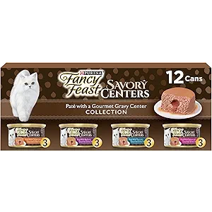 Purina Fancy Feast Savory Centers Wet Cat Food Pate Variety Pack With Chicken, Salmon, Beef, and Tuna Pate with Gravy Center - (2 Packs of 12) 3 oz. Pull-Top Cans : Pet Supplies best by: Dec 2026