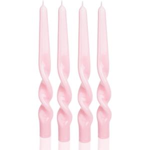 MAITREYA Pink Spiral Taper Candles Conical Stick Candles Handmade Twisted Candle-Set of 4 for Decoration Weddings Party Church-Unscented Dripless Candle,10inch(Baby Pink)