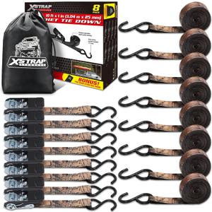 XSTRAP STANDARD Ratchet Tie Down Straps - 8PK - 1'' x 10 ft - 900 LB Break Strength Cargo Straps for Moving Appliances, Lawn Equipment, Motorcycle (Camouflage2) XSTRAP STANDARD Ratchet Tie Down Straps - 8PK - 1'' x 10 ft - 900 LB Break Strength Cargo Straps for Moving Appliances, Lawn Equipment, Motorcycle (Camouflage2)