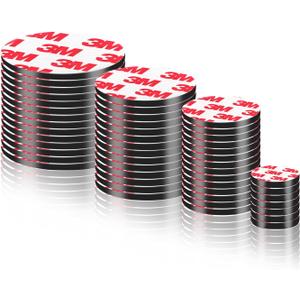 49 Pack, Adhesive Magnets Stickers Dots Big to Small (2", 1.6", 1.2", 0.8"), Round 50mm Magnets for Crafts,20mm, 30mm, 40mm, 50mm Precut Circle Magnetic Tapes Strong Sticky for DIY Projects