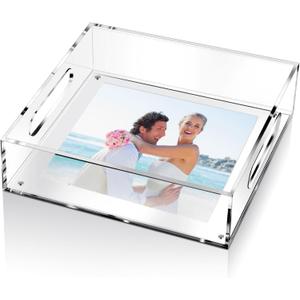 1 Pcs Acrylic Serving Tray with Magnetic Mat Customizable for Photos Artworks Clear Tray for Gifting and Serving Spill Proof Countertop Organizer for Bathroom Home Office (7.5" X 7.5") 1 Pcs Acrylic Serving Tray with Magnetic Mat Customizable for Photos Artworks Clear Tray for Gifting and Serving Spill Proof Countertop Organizer for Bathroom Home Office (7.5" X 7.5")