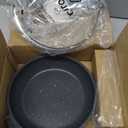 CAROTE 8 Inch Non Stick Frying Pan with Lid,White Granite Nonstick Skillet Omelet Pans, Egg Pan Granite Cookware, PFOS & PFOA Free