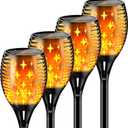 YoungPower Solar Torch Lights with Flicking Flame, Outdoor 43" Large Landscape Path Light Waterproof Flame for Garden Yard Patio, 4 Pack