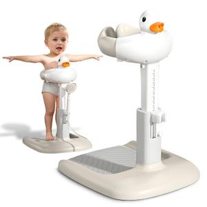 Baby Shower Stand and Baby Bath Stand Adjustable Standing Bath Stand with Non-Slip Base and Anti-Pinch Design for 6-36 Month Olds (Khaki)
