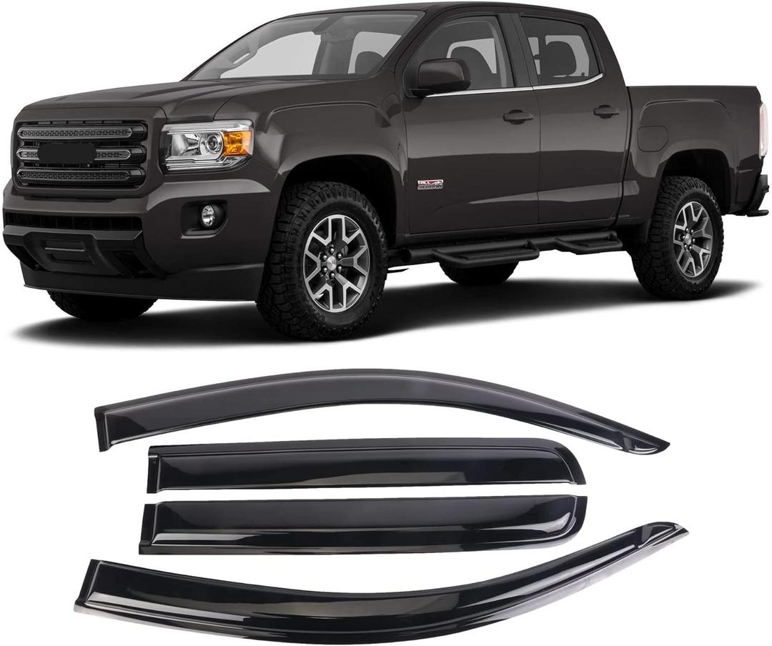 Window Visors Rain Guards Deflector 4 Piece Set for 2015-2022 Chevrolet Chevy Colorado & GMC Canyon Crew Cab 94995