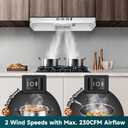 SNDOAS Range Hood 36 inch Under Cabinet, White Spray Painting Stainless Vent Hood with 2 speeds and 230 CFM, Ductless Range Hood with Rocker Buttons, Aluminum Mesh Filter, Kitchen Hood without Plug