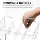 Divided Clear Plastic Organizer Bin with Hinge Lid, 8 Sections Tea Bag Storage Box for Kitchen, Snacks, Spice Packets,Pouches, Stackable Storage Bin (Two)