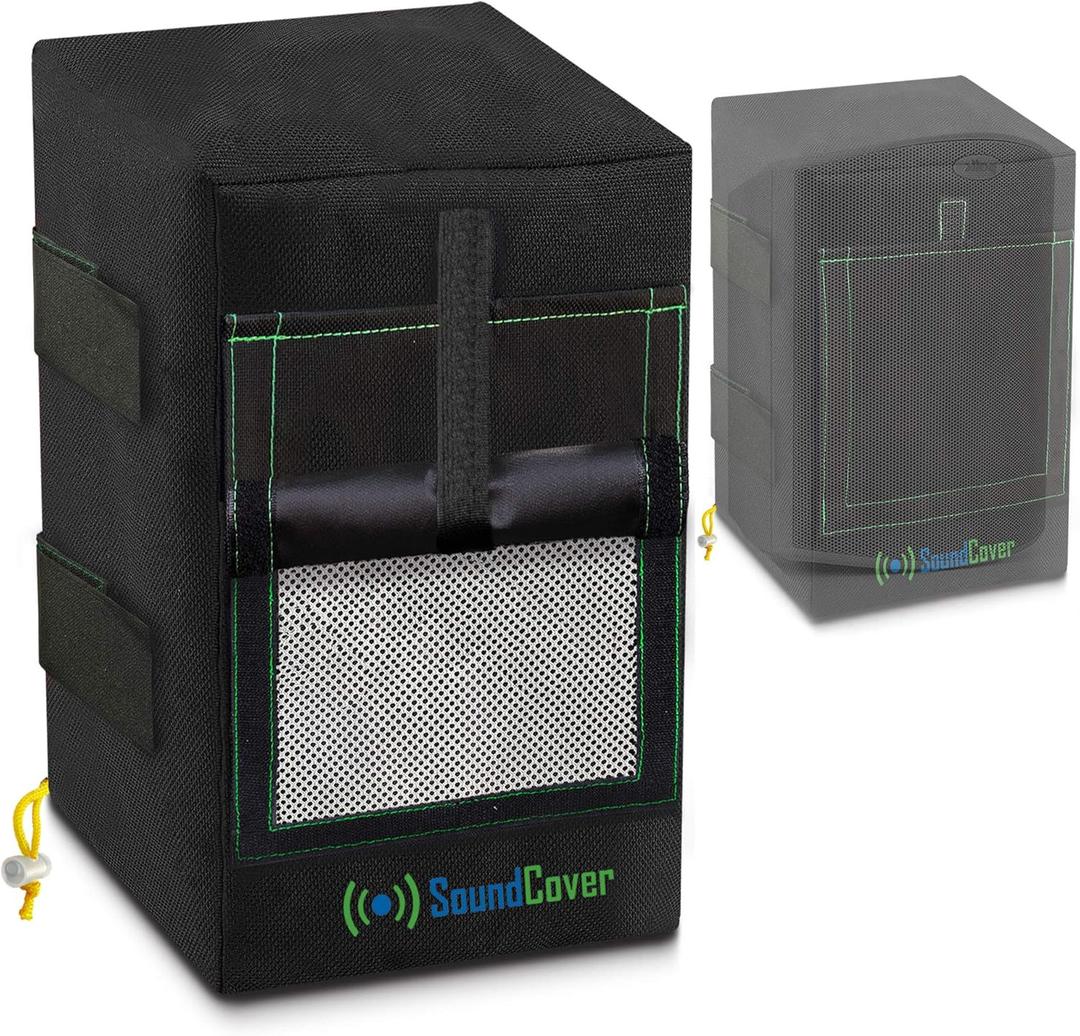 Two Black Waterproof 600D Outdoor Speaker Covers for C-Bracket Mounted Speakers  Fits Yamaha NS-AW194, Polk Audio Atrium 4 (Max Dimensions: H 9.85" x W 5.9" x D 6.9") (Small)